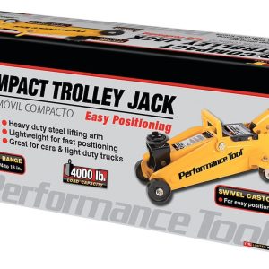 Performance Tool Jack, Floor Jack, Hydraulic, 4000 Pound Capacity, 13 Inch Max Lift Height, Yellow, Steel – W1606
