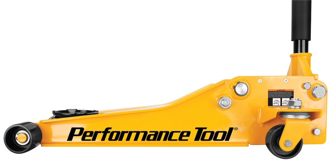 Performance Tool Jack, Floor Jack, Hydraulic, 6000 Pound Capacity, 19-7/8 Inch Max Lift Height, Yellow, Steel – W1617