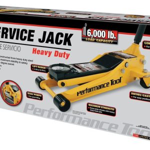 Performance Tool Jack, Floor Jack, Hydraulic, 6000 Pound Capacity, 19-7/8 Inch Max Lift Height, Yellow, Steel – W1617