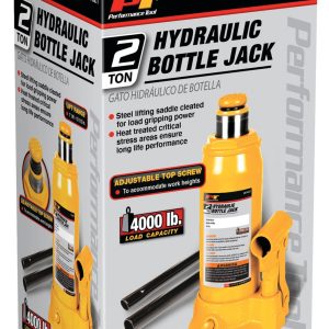 Performance Tool Jack, Bottle Jack, Hydraulic, 2 Ton Capacity, 7-1/8 to 13-1/2 Inch Lift Height, Yellow – W1621