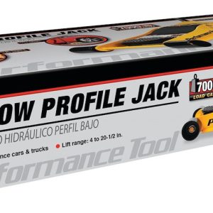 Performance Tool Jack, Low Profile Floor Jack, Hydraulic, 7000 Pound Capacity, 20-1/2 Inch Max Lift Height, Yellow, Steel – W1627