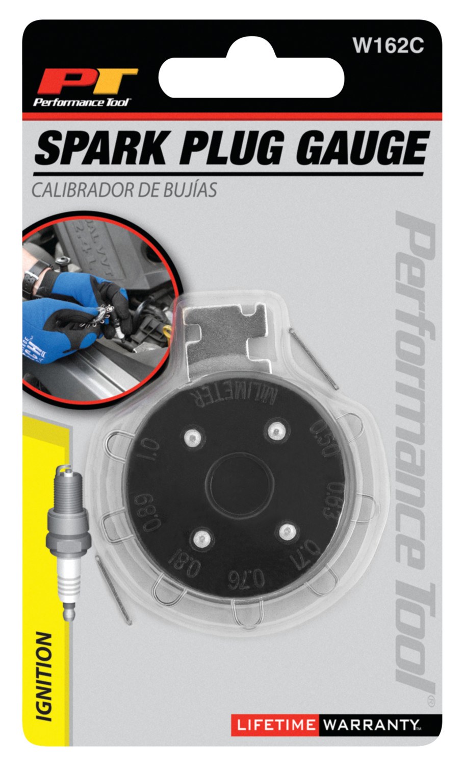 Performance Tool Spark Plug Gapping Tool, 7 Round Wire Blade, 0.02 to 0.4 Inch/ 0.5 to 1 Millimeter Gap Range, With Electrode Tool – W162C