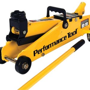 Performance Tool Jack, Floor Jack, Hydraulic, 5000 Pound Capacity, 5 to 15-1/2 Inch Lift Height, Yellow, Steel – W1640