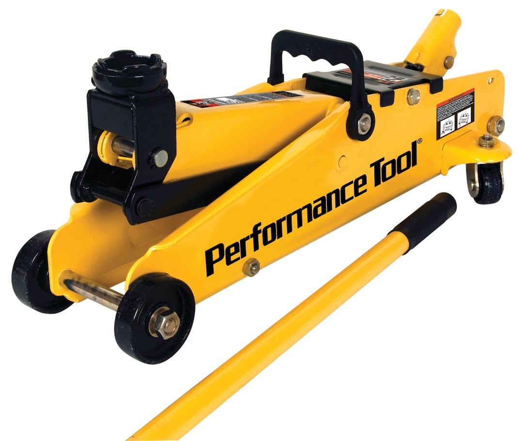 Performance Tool Jack, Floor Jack, Hydraulic, 5000 Pound Capacity, 5 to 15-1/2 Inch Lift Height, Yellow, Steel – W1640