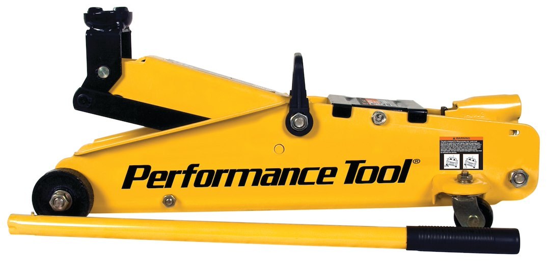 Performance Tool Jack, Floor Jack, Hydraulic, 5000 Pound Capacity, 5 to 15-1/2 Inch Lift Height, Yellow, Steel – W1640