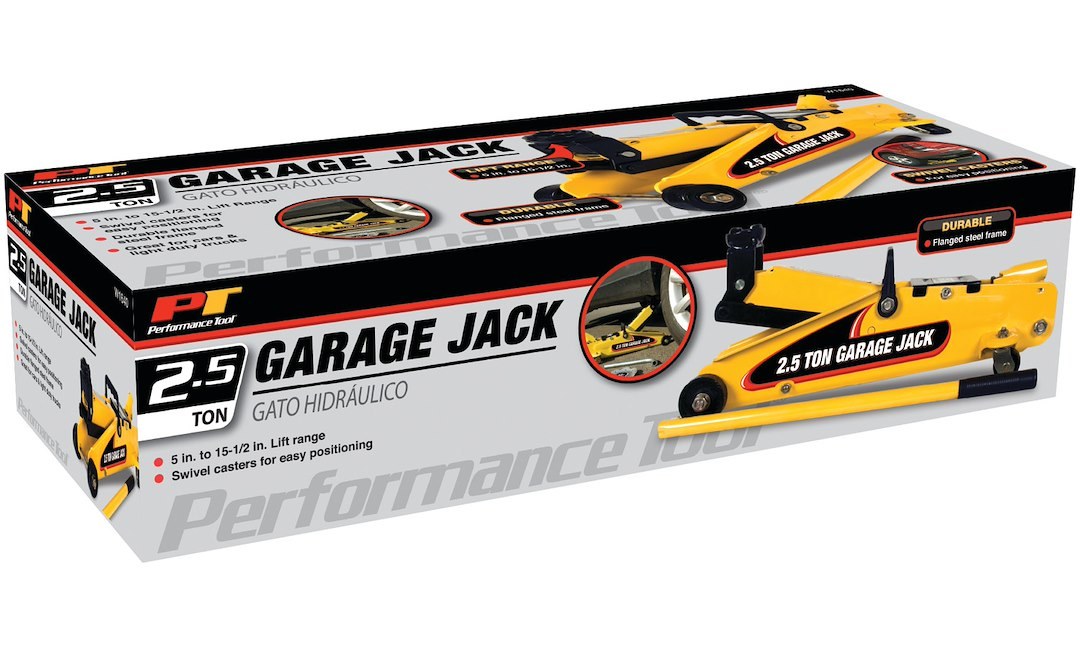Performance Tool Jack, Floor Jack, Hydraulic, 5000 Pound Capacity, 5 to 15-1/2 Inch Lift Height, Yellow, Steel – W1640