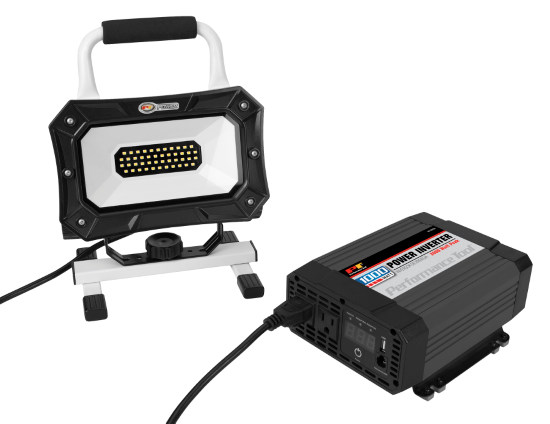 Performance Tool Power Inverter, 2000 Peak Watts, 2.1 Ampere, With Thermal Protection, With 3 Foot 4 Gauge Cca Battery Cable – W16652