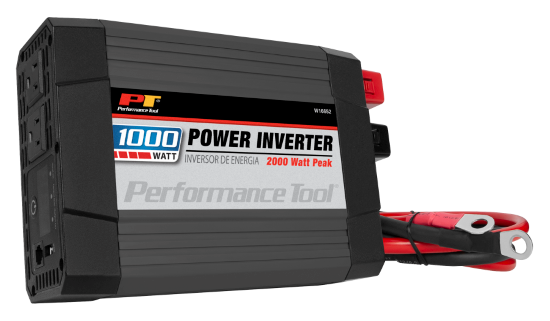 Performance Tool Power Inverter, 2000 Peak Watts, 2.1 Ampere, With Thermal Protection, With 3 Foot 4 Gauge Cca Battery Cable – W16652