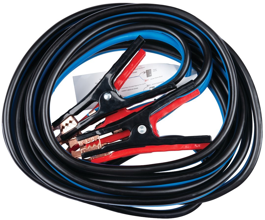 Performance Tool Battery Jumper Cable, 600 Amps, 4 Gauge, 20 Foot Length, Red/ Black PVC Coated Insulated Clamps – W1673