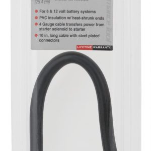Performance Tool Battery Cable, Eyelet Terminal, Black Negative, Copper, 10 Inch Length, 4 Gauge Cable, For 6 and 12-Volt Battery Systems – W16850
