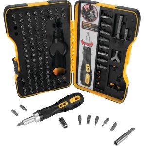 Performance Tool Screwdriver, Screwdriver Bit Set, Black Handle, With Magnetic Tips – W1719