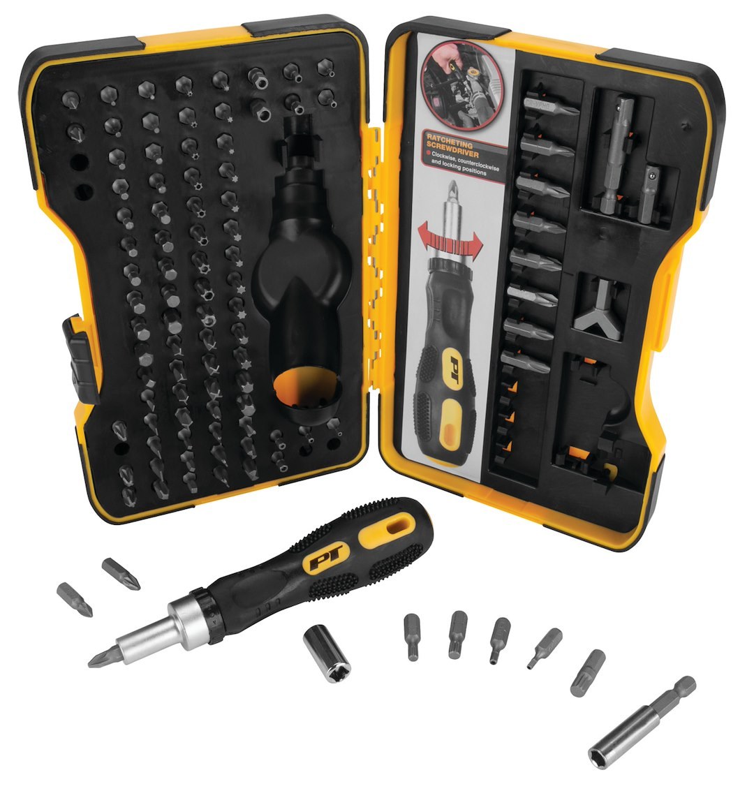 Performance Tool Screwdriver, Screwdriver Bit Set, Black Handle, With Magnetic Tips – W1719