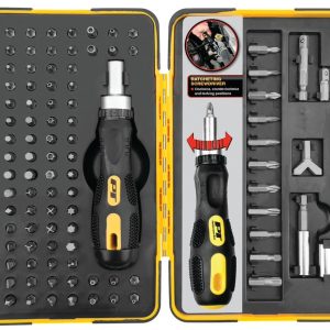 Performance Tool Screwdriver, Screwdriver Bit Set, Black Handle, With Magnetic Tips – W1719