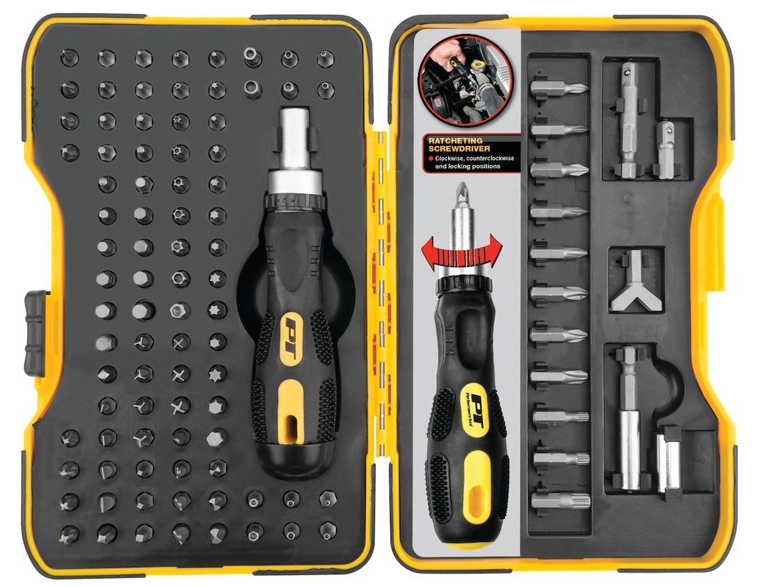Performance Tool Screwdriver, Screwdriver Bit Set, Black Handle, With Magnetic Tips – W1719