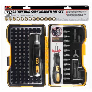 Performance Tool Screwdriver, Screwdriver Bit Set, Black Handle, With Magnetic Tips – W1719