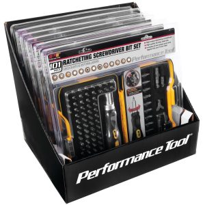 Performance Tool Screwdriver, Screwdriver Bit Set, Black Handle, With Magnetic Tips – W1719