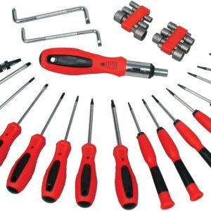 Performance Tool Screwdriver, Star/ Slotted/ Phillips/ Hex/ Square, Chrome Vanadium Steel, Red Handle, With Magnetic Tip – W1721
