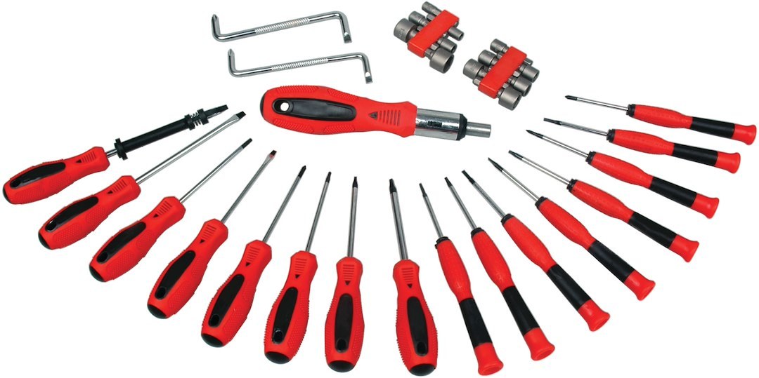 Performance Tool Screwdriver, Star/ Slotted/ Phillips/ Hex/ Square, Chrome Vanadium Steel, Red Handle, With Magnetic Tip – W1721
