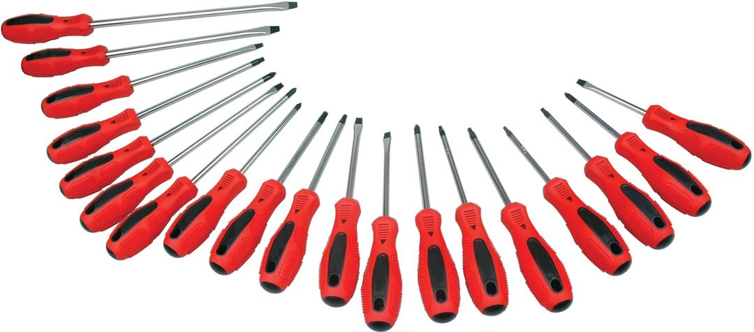 Performance Tool Screwdriver, Star/ Slotted/ Phillips/ Hex/ Square, Chrome Vanadium Steel, Red Handle, With Magnetic Tip – W1721