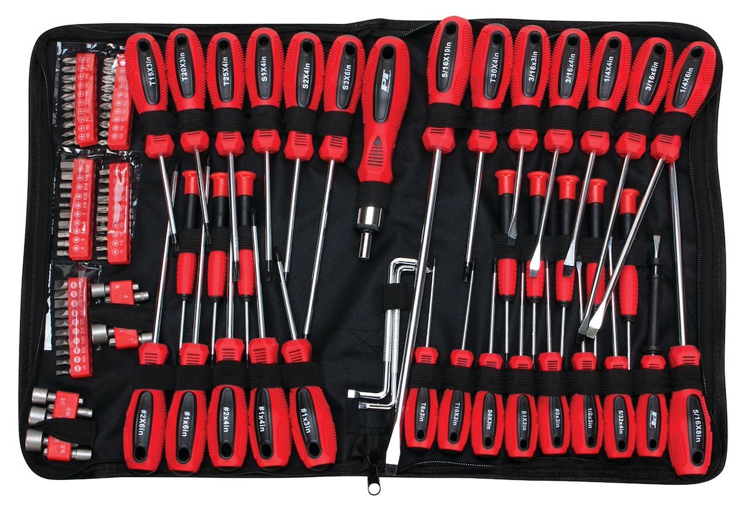 Performance Tool Screwdriver, Star/ Slotted/ Phillips/ Hex/ Square, Chrome Vanadium Steel, Red Handle, With Magnetic Tip – W1721