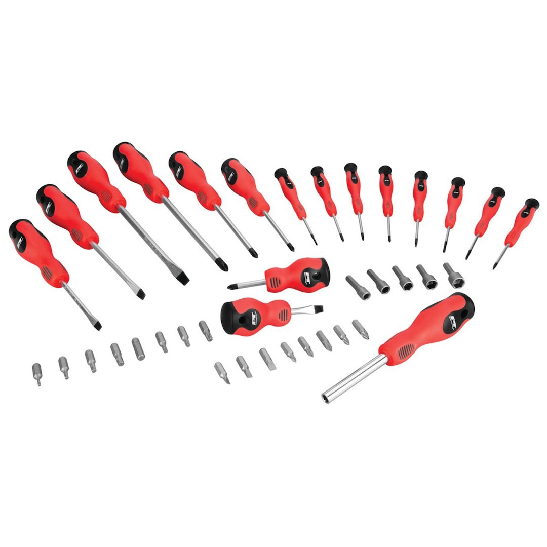 Performance Tool Screwdriver, Screwdriver Set, Red/ Black Handle, Magnetic Tips – W1727