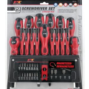 Performance Tool Screwdriver, Screwdriver Set, Red/ Black Handle, Magnetic Tips – W1727