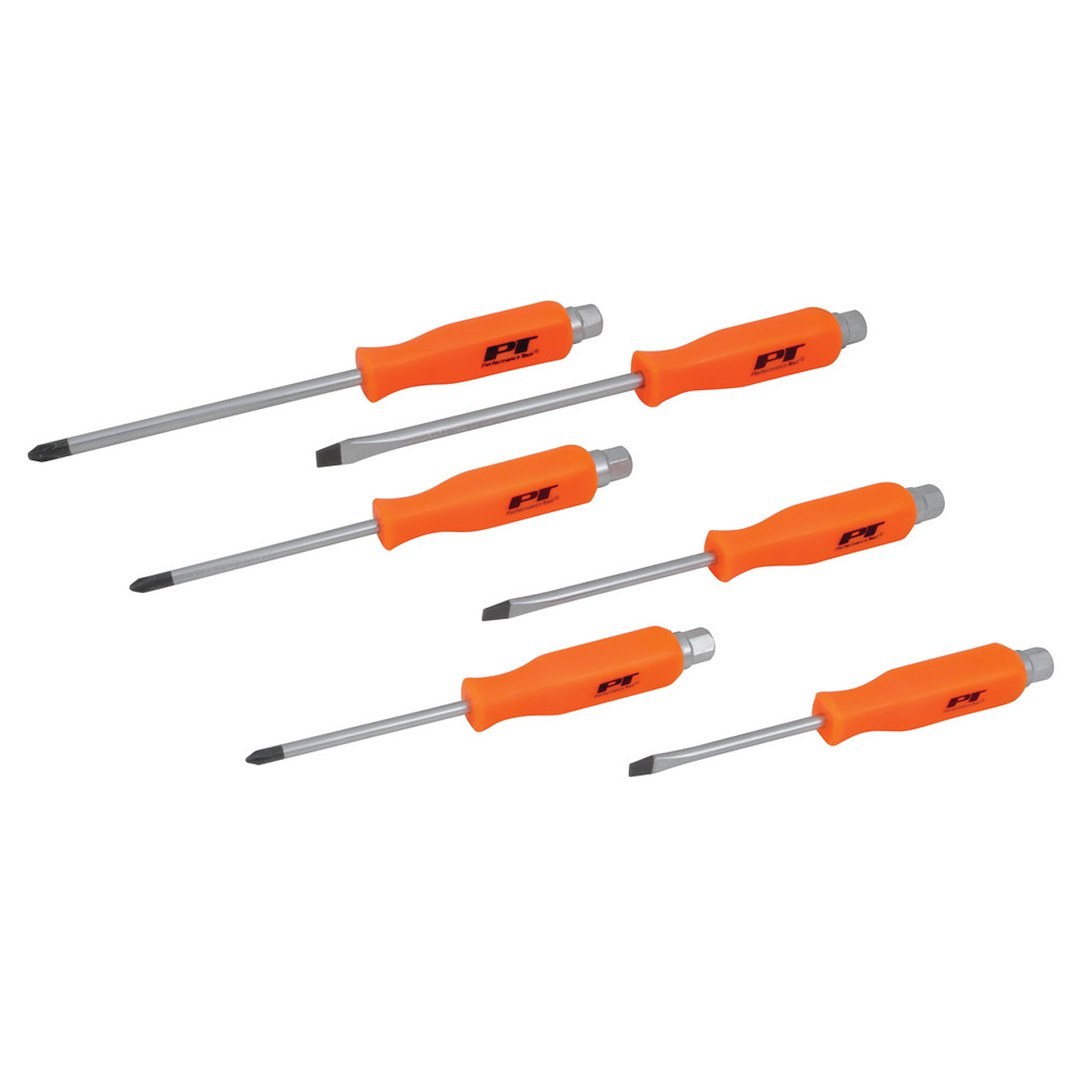 Performance Tool Screwdriver, Phillips and Slotted, #1/ #2/ #3 Phillips and 3/16 Inch/ 1/4 Inch 5/16 Inch Slotted, Heat Resistant Handles – W1729