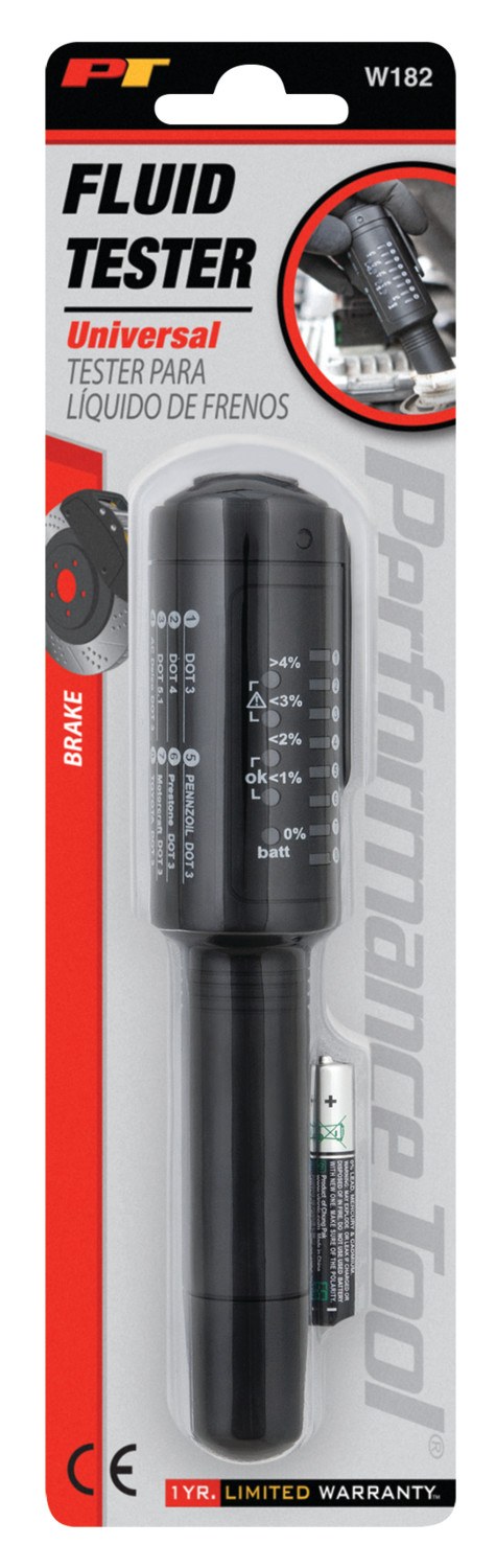 Performance Tool Brake Fluid Contamination Tester, Use to Examine the Percentage of Water IN the Fluid, Hand Held, Battery Operated – W182