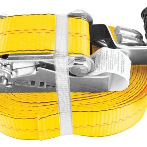 Performance Tool Tie Down Strap, 2 Inch Width X 27 Foot Length, 3300 Pounds Load Capacity, 10000 Pounds Break Strength, With Ratchet, Yellow – W1827