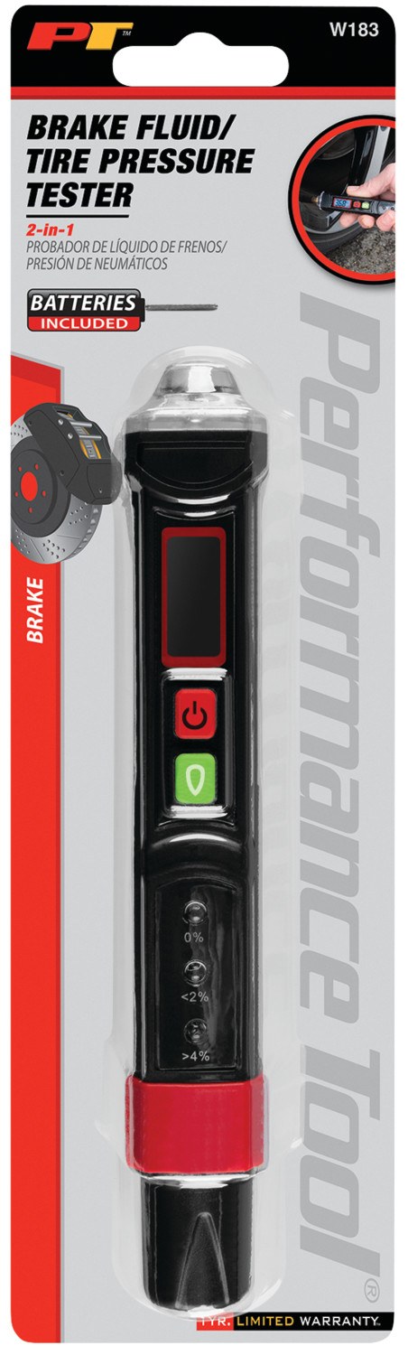 Performance Tool Tire Pressure Gauge, Stick Style, Digial Display, 3 to 150 Pounds Per Square Inch (PSI), Lighted, Black/ Red, Plastic – W183