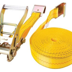 Performance Tool Tie Down Strap, 2 Inch Width X 30 Foot Length, 3300 Pounds Load Capacity, 10000 Pounds Break Strength, With Ratchet, Yellow – W1855