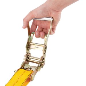 Performance Tool Tie Down Strap, 2 Inch Width X 30 Foot Length, 3300 Pounds Load Capacity, 10000 Pounds Break Strength, With Ratchet, Yellow – W1855
