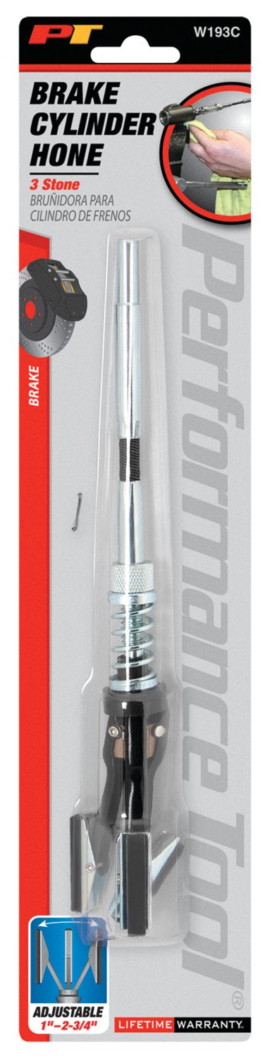 Performance Tool Wheel Cylinder Hone, Use with Brake Cylinder, 3/4 to 2-3/4 Inch Honing Capacity, 3 Stone – W193C
