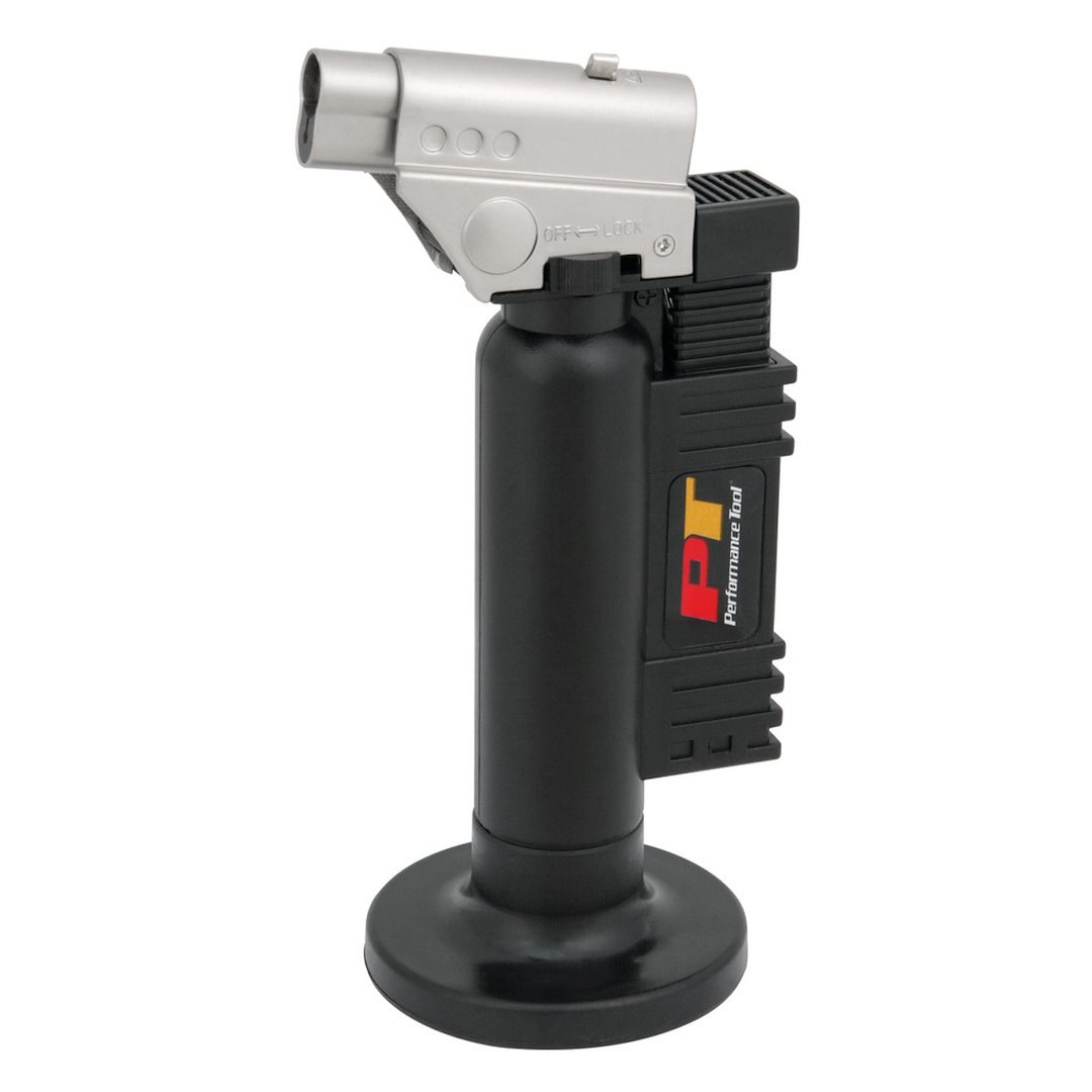 Performance Tool Butane Torch, Refillable, 20 Minutes Burn Time, 2500 Degrees Fahrenheit, Torch Tip, Adjustable Gas Flow – W2002