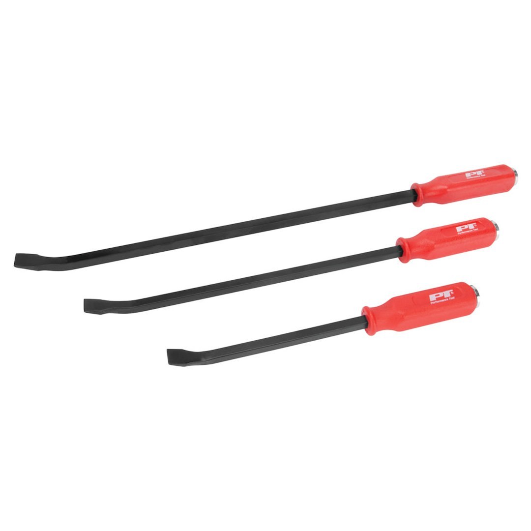 Performance Tool Pry Bar, 12 Inch/ 17 Inch/ 24 Inch Length, Curved Blade End, Powder Coated, Black, Carbon Steel – W2023