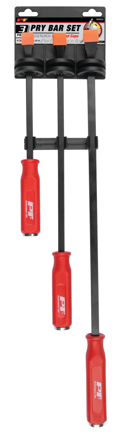 Performance Tool Pry Bar, 12 Inch/ 17 Inch/ 24 Inch Length, Curved Blade End, Powder Coated, Black, Carbon Steel – W2023