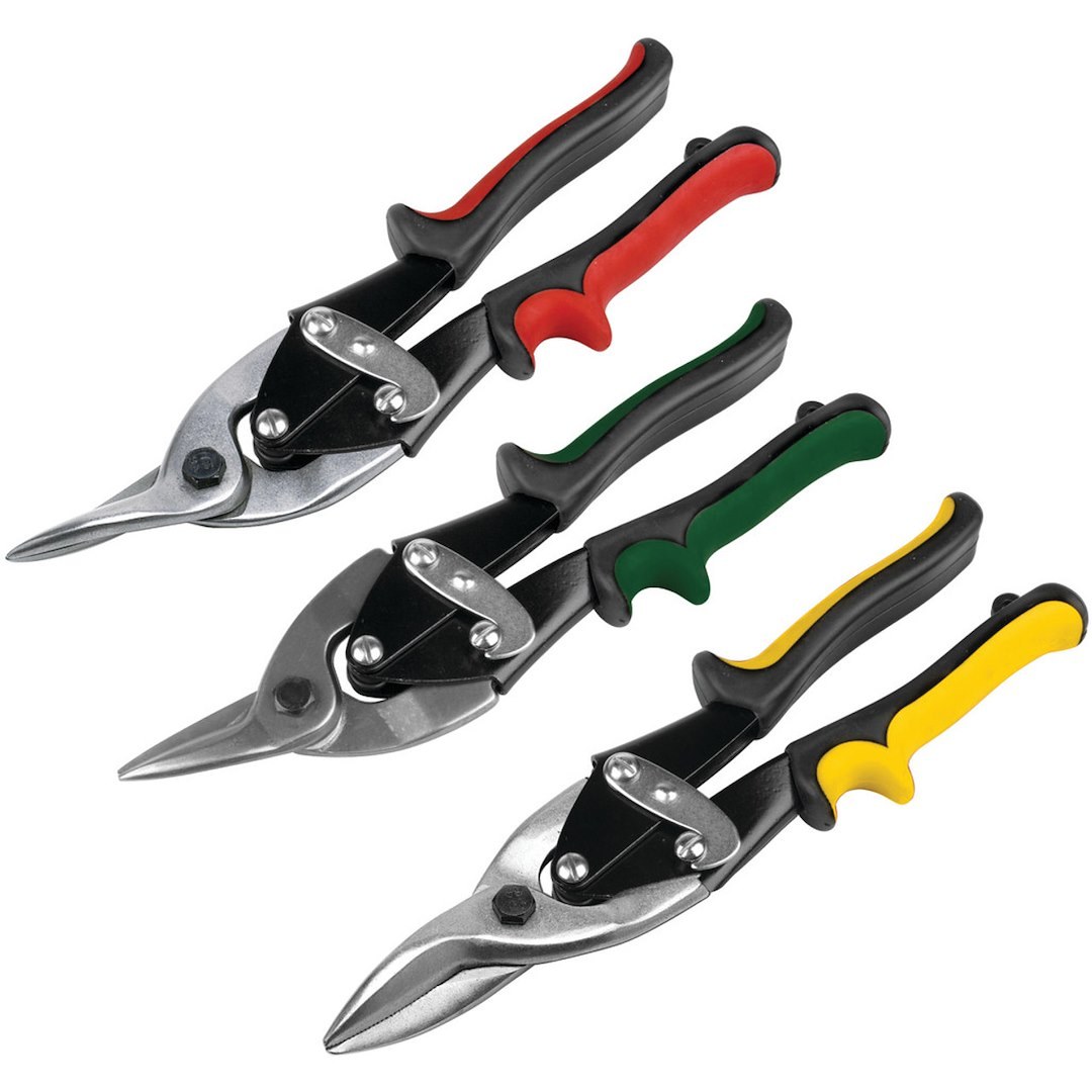 Performance Tool Pliers, Left Cut/ Right Cut/ Center Cut Aviation Tin Snip, Chrome Vanadium Jaw, Ergonomic Grip Handle, Set of 3 – W2040