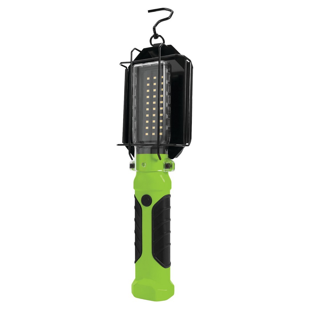Performance Tool Work Light, Hand Held, Non-Slip Rubber Grip, Magnetic Bracket, Powder Coated, Metal Lamp Shield – W2240