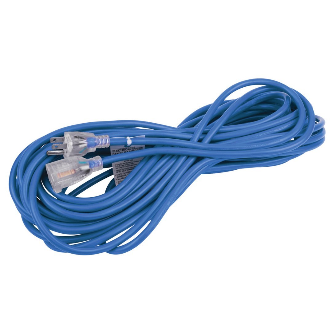 Performance Tool Extension Cord, Firepoint X, 3 Prong Plug and Grounded Ends, 125 Volt, 13 Amp, 1625 Watt, 16 Gauge, 50 Foot Length, Blue – W2257