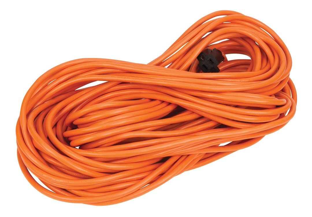 Performance Tool Extension Cord, 3-Prong Plug, 13 Amp, 16 Gauge Wire, 100 Foot Length, Orange, Without Plug Head Handle – W2277