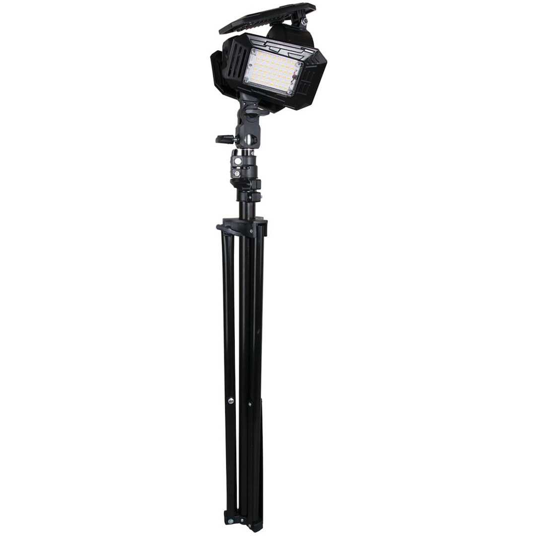 Performance Tool Camp Site Light, Telescoping Tripod Base Extends from 28 Inches to 78 Inches High, Three 60 Watt/ 6500+ Lumens LED Lights – W2286