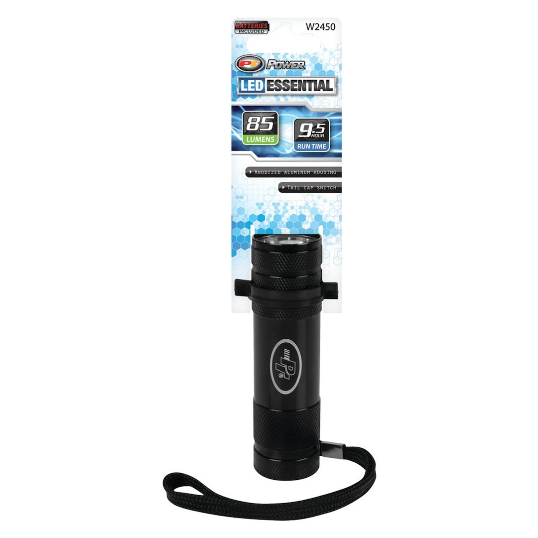 Performance Tool Flashlight, LED, Clear, Black Aluminum Housing, Battery Powered, 55 Lumens – W2450