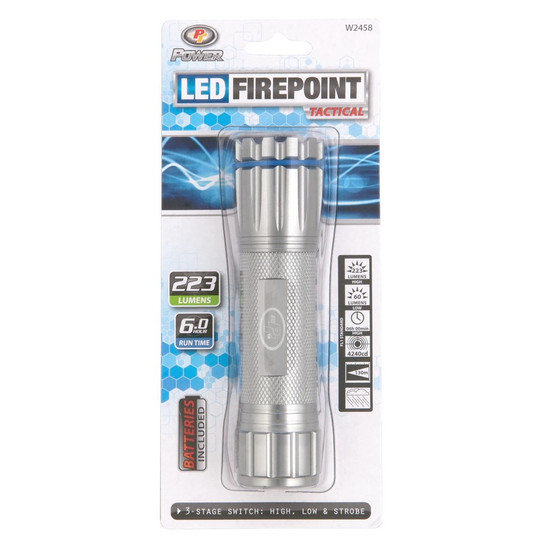 Performance Tool Flashlight, LED, Clear, Silver Aluminum Housing, Battery Powered, 154 Lumens – W2458