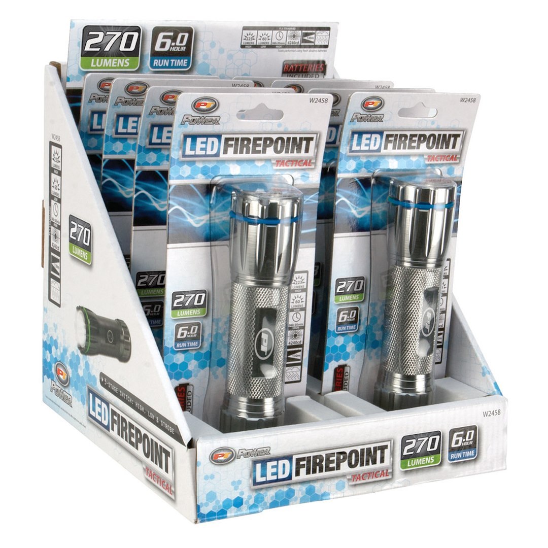 Performance Tool Flashlight, LED, Clear, Silver Aluminum Housing, Battery Powered, 154 Lumens – W2458
