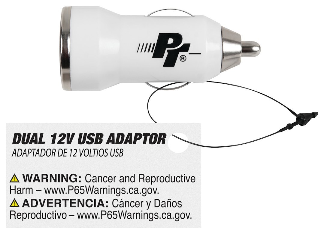 Performance Tool USB Outlet, For Charging Portable Electronic Devices, Cigarette Lighter Plug to Two USB Female Connections – W2556