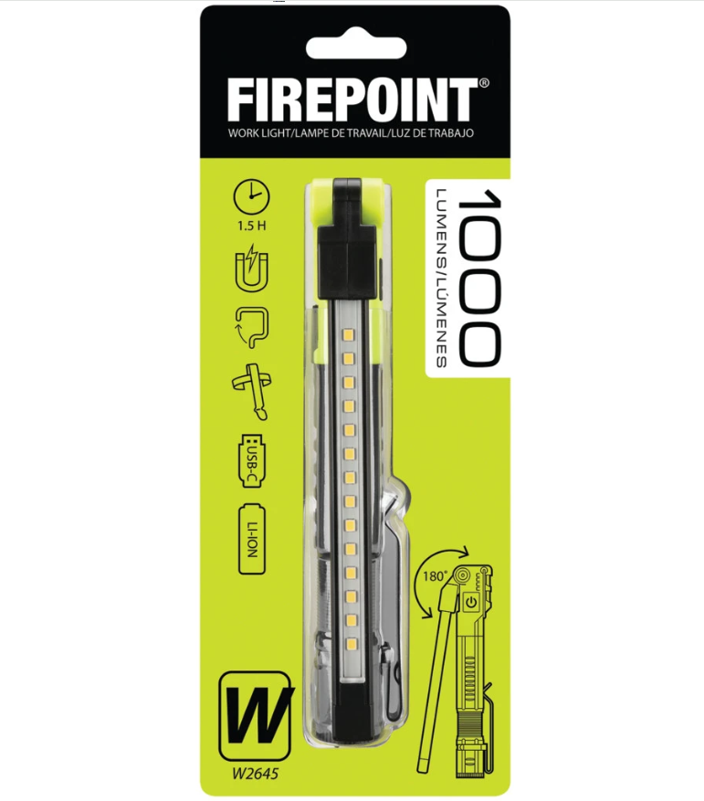 Performance Tool Flashlight, Firepoint, Hands Free, LED, Clear Lens, Black/ Green Housing, Plastic Housing – W2645