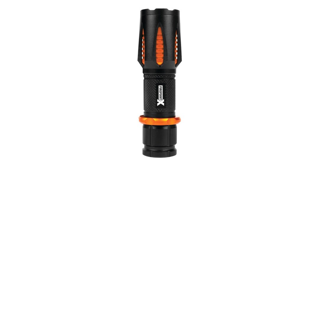Performance Tool Flashlight, Firepoint X, LED, Clear Lens, 128 Meter Beam, Black/ Orange Casing, Aluminum Housing, With 3 Aaa Batteries – W2656