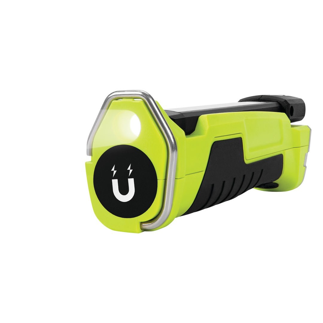 Performance Tool Work Light, Hand Held, 814 Lumens, LED, Clear Lens, Uses Rechargeable Lithium Ion Battery, Green, Magnetic Base – W2670