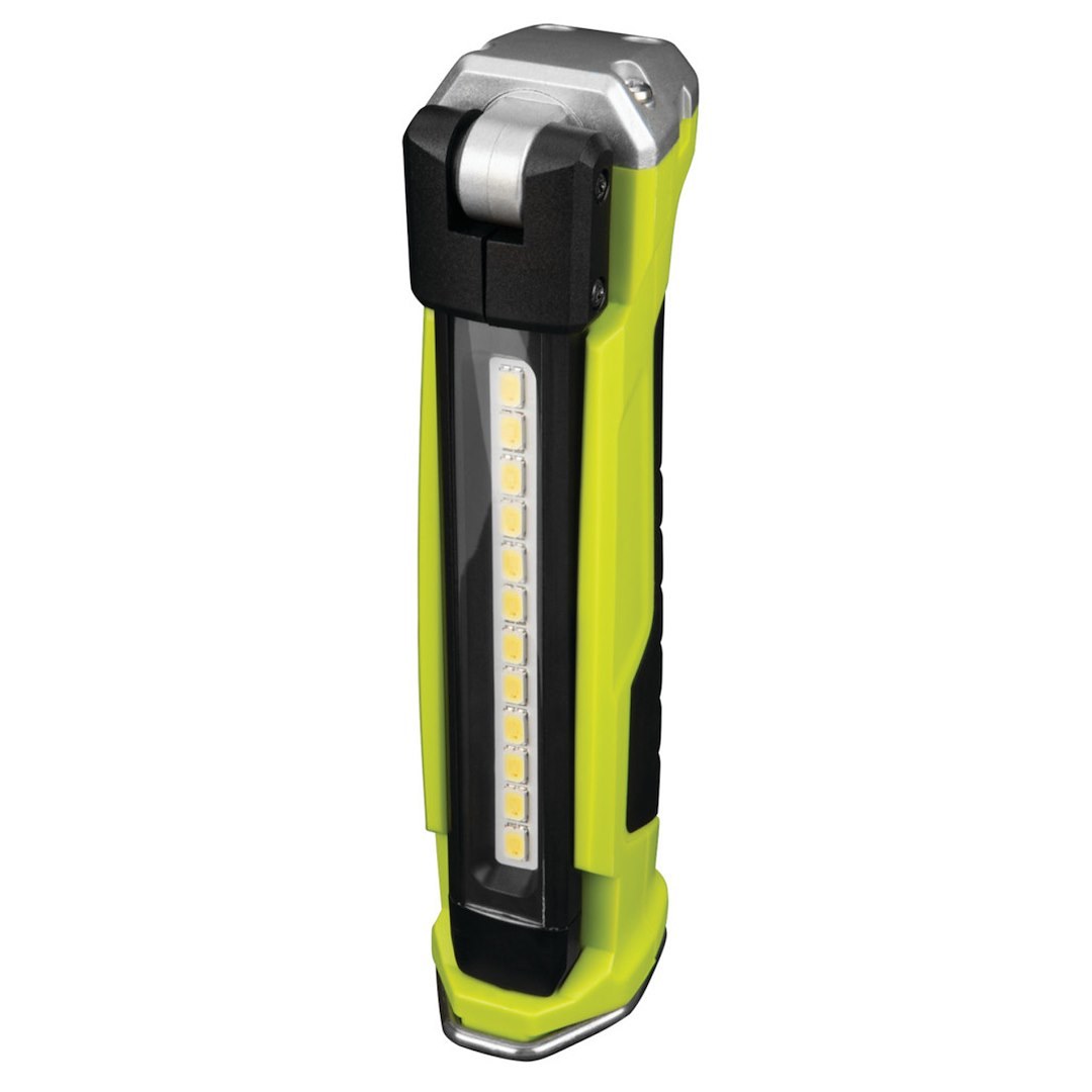 Performance Tool Work Light, Hand Held, 814 Lumens, LED, Clear Lens, Uses Rechargeable Lithium Ion Battery, Green, Magnetic Base – W2670