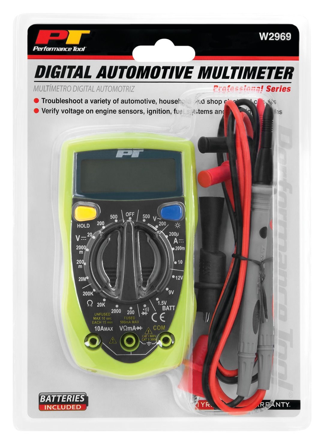 Performance Tool Voltmeter Tool, Used to Verify Voltage on Engine Sensors/ Ignition/ Fuel Systems/ Charging Systems – W2969